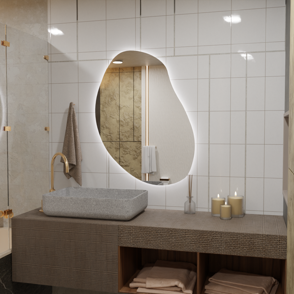 LED Bathroom Mirror with Lights | Irregular Vanity Mirror | Touch Sensor | Custom Sizes