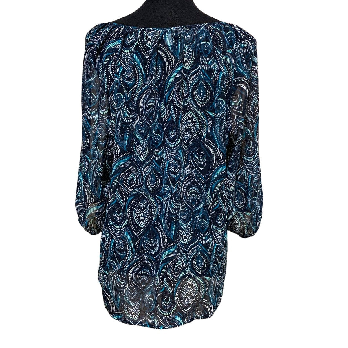 Croft & Barrow XL Flowy Sheer Lightweight Boho Elastic Sleeve Long Blouse