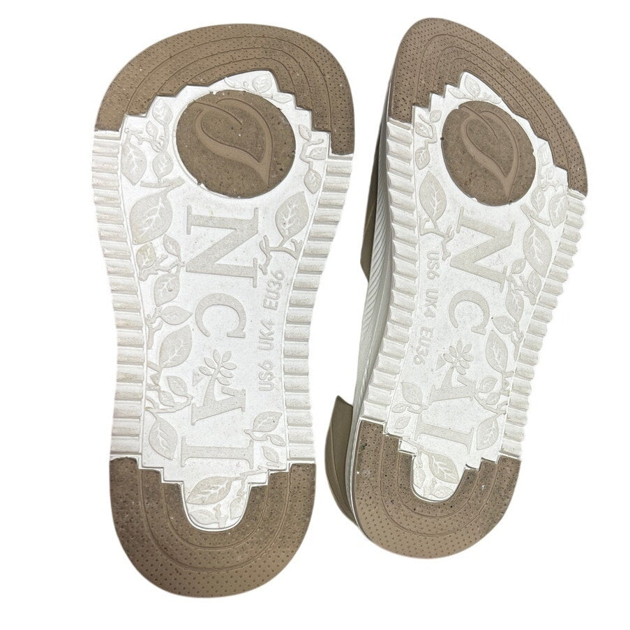 Oncai Womens Size 6 White Tan Orthopedic Arch Support Flip Flop Sandal Shoes