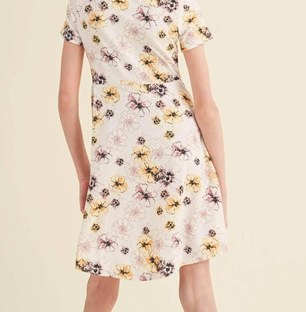 Girls' Ruched Front Floral Dress