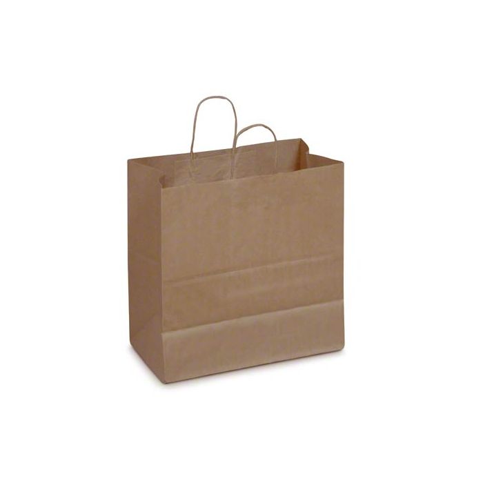 Duro Bag Jr. Mart 65# Recycled Kraft Shopping Bag with Handles, FSC & Compostable (QTY 250), SKU 87523