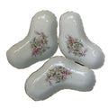 Set of 3 Vintage Heart Shaped Triangle Ceramic Shallow Floral Dishes Tablescape
