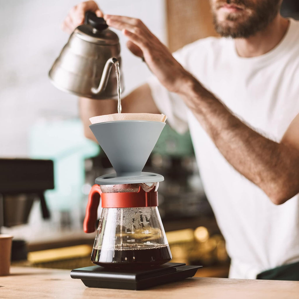 The Original Javaflex Premium Foldable Silicone Pour over Coffee Maker and Storage Pouch. Uses #2 V60 Cone Coffee Filters