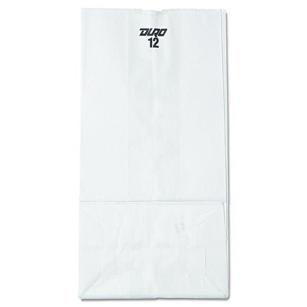 Duro 12 lb Tall White Paper Grocery Bag, 7 1/16 x 4 1/2 x 11 1/2 in (QTY 500), SKU 51032