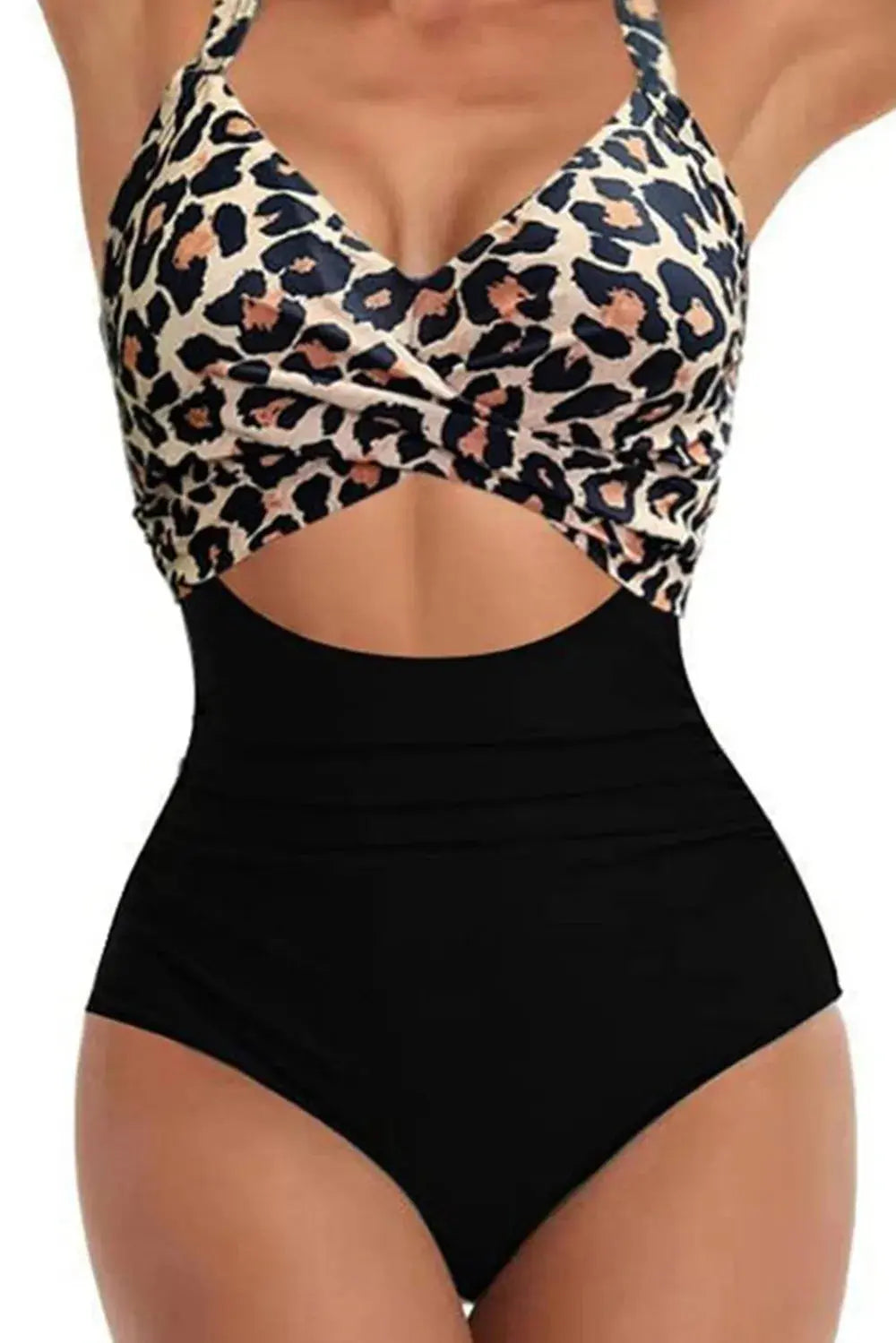 Tied Crisscross Cutout One Piece Swimsuit
