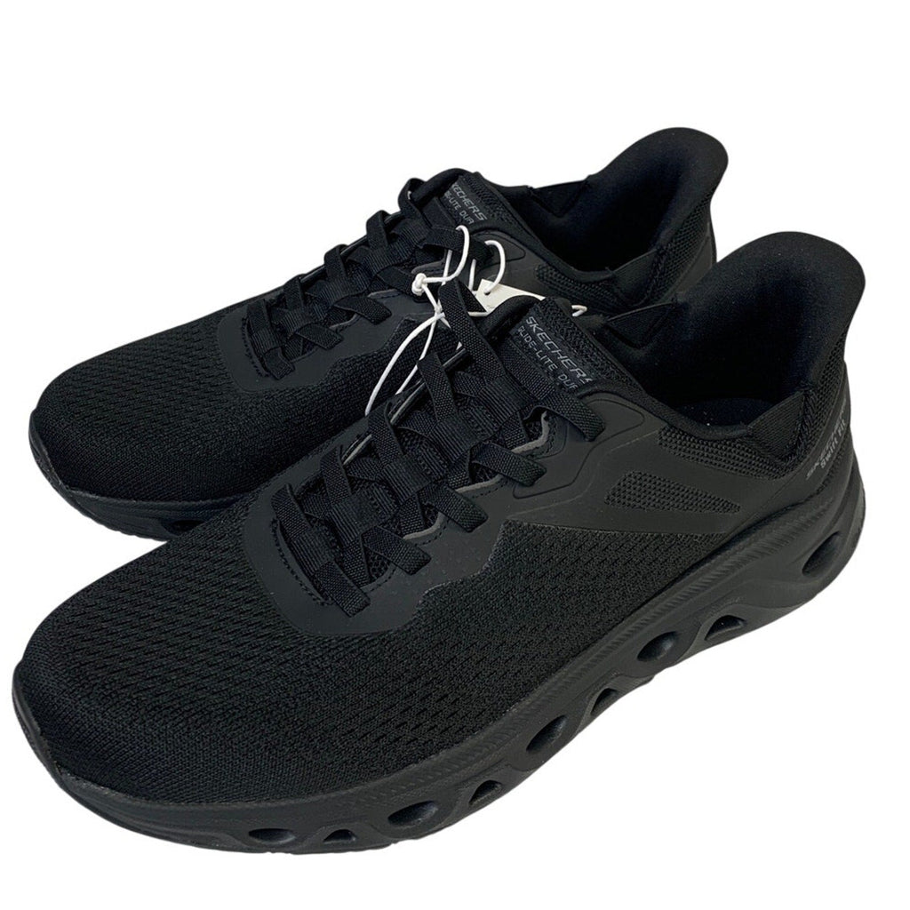 New In Box Skechers Mens Size 9.5 Black Mesh Hands Free Swift Fit Athletic Shoes