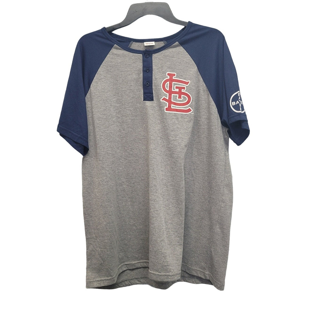 Cardinals Mens XL St Louis Cardianals Short Sleeve Crew Neck Henley Shirt