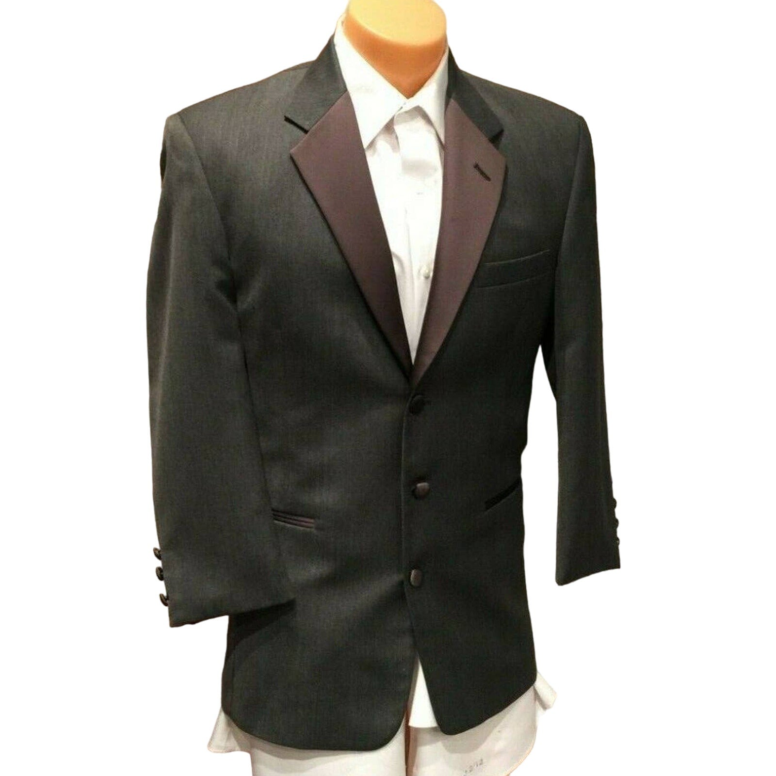Chaps Ralph Lauren MISSING BUTTONS 40R GRAY Tuxedo Jacket Wedding Prom Costume
