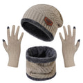 Unisex Winter Warm Knitted Beanie Scarf Gloves Set