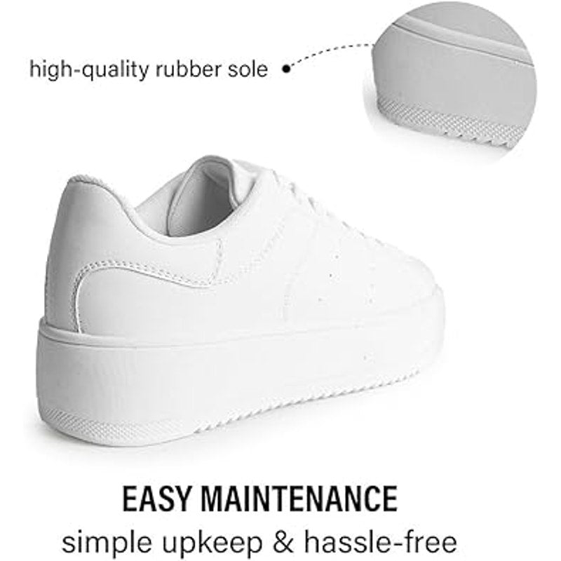 New J Adams Womens Size 7 White Faux Leather Lace Up Hero Platform Sneaker Shoes