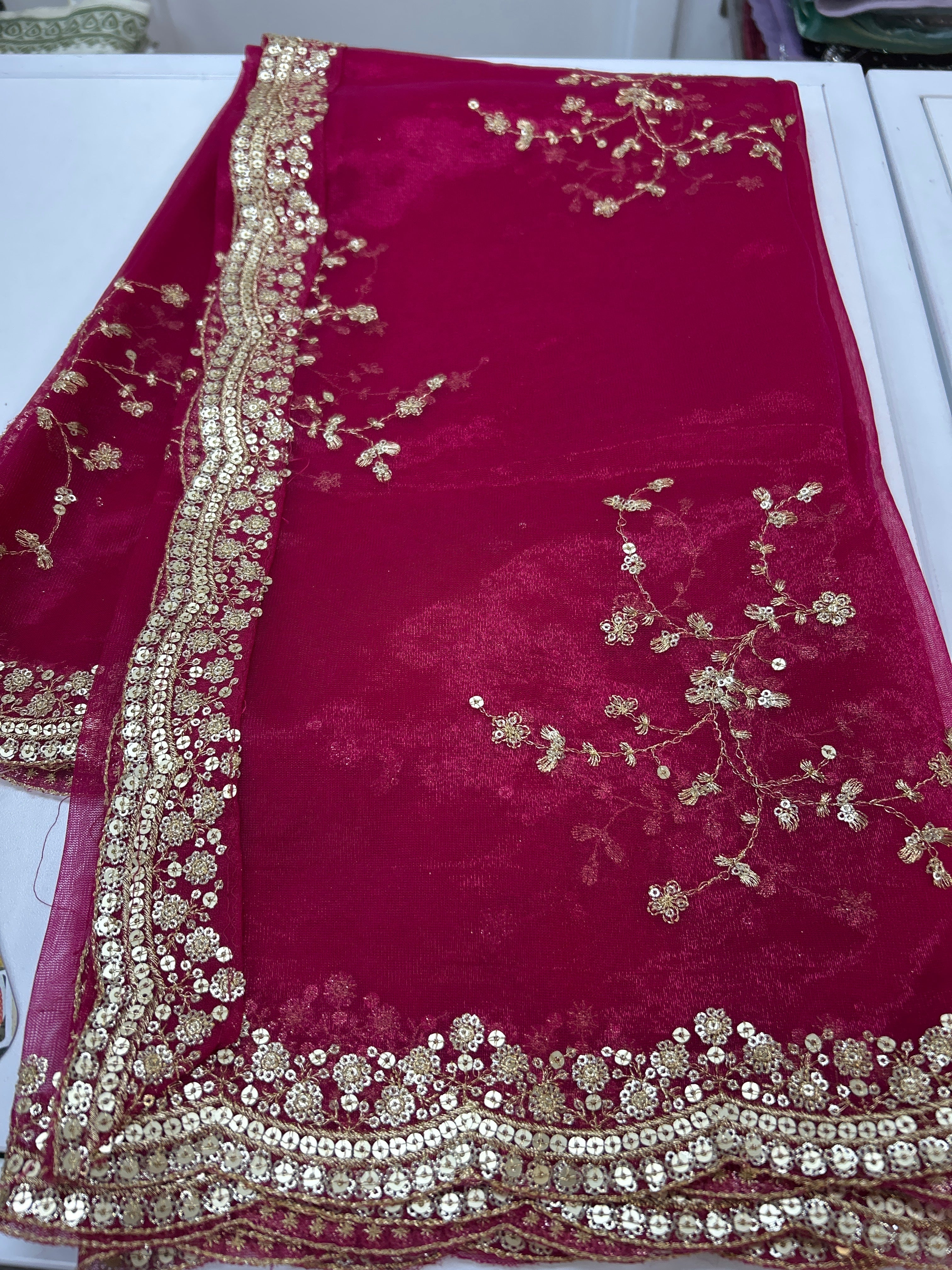 Tissue silk dupatta with sequin work