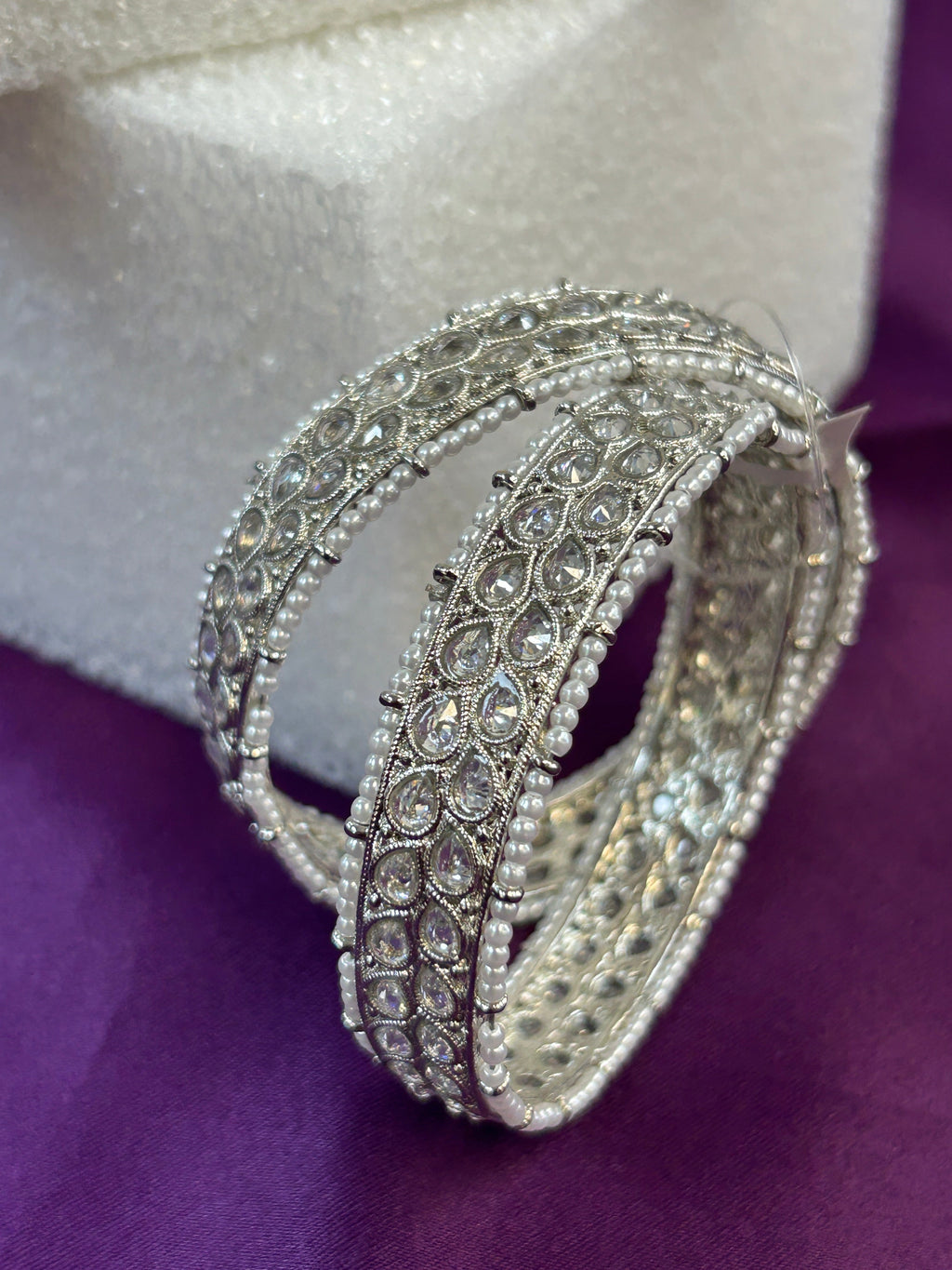 Silver Polki bangles size 2.2