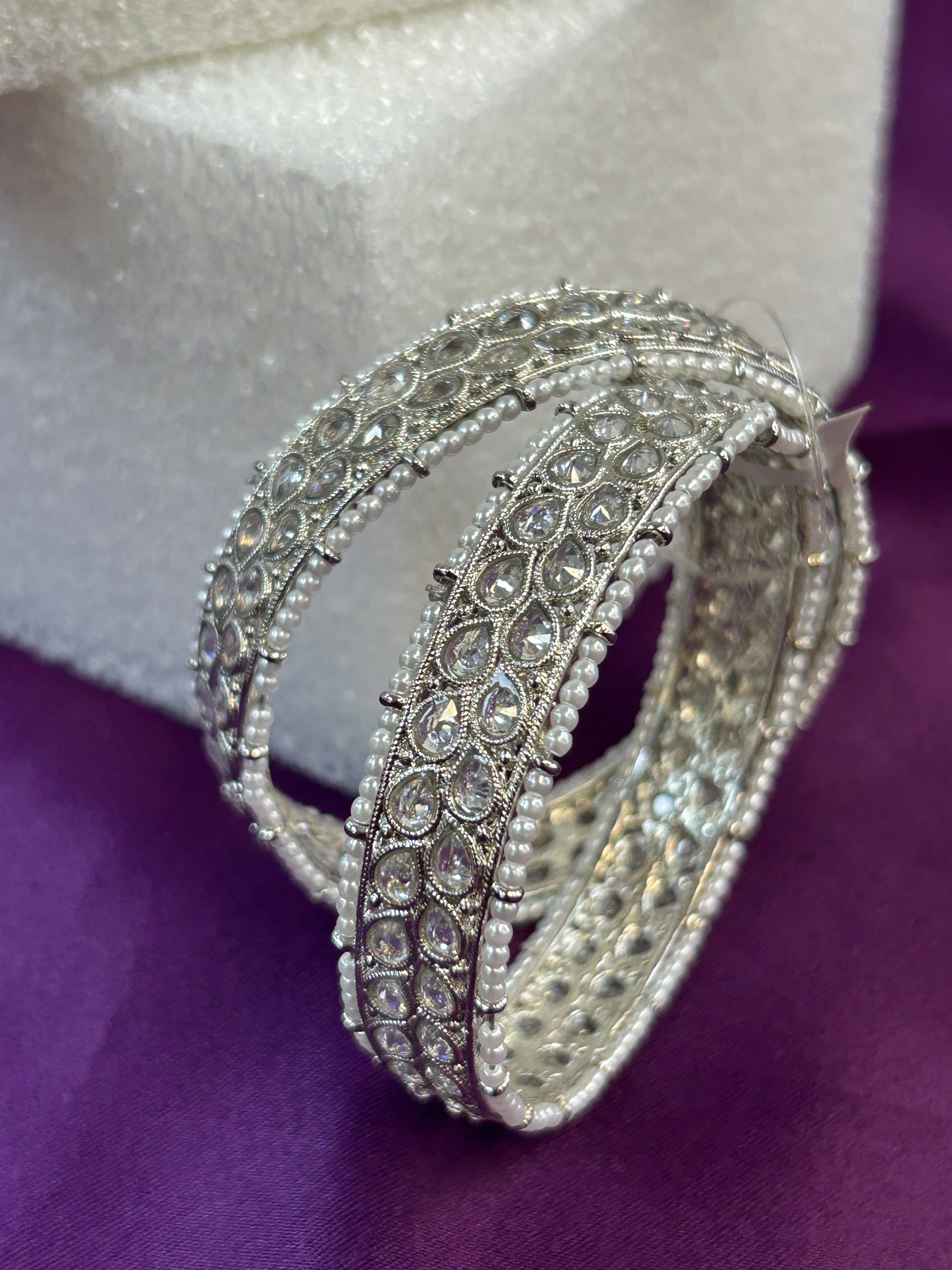 Silver Polki bangles size 2.2