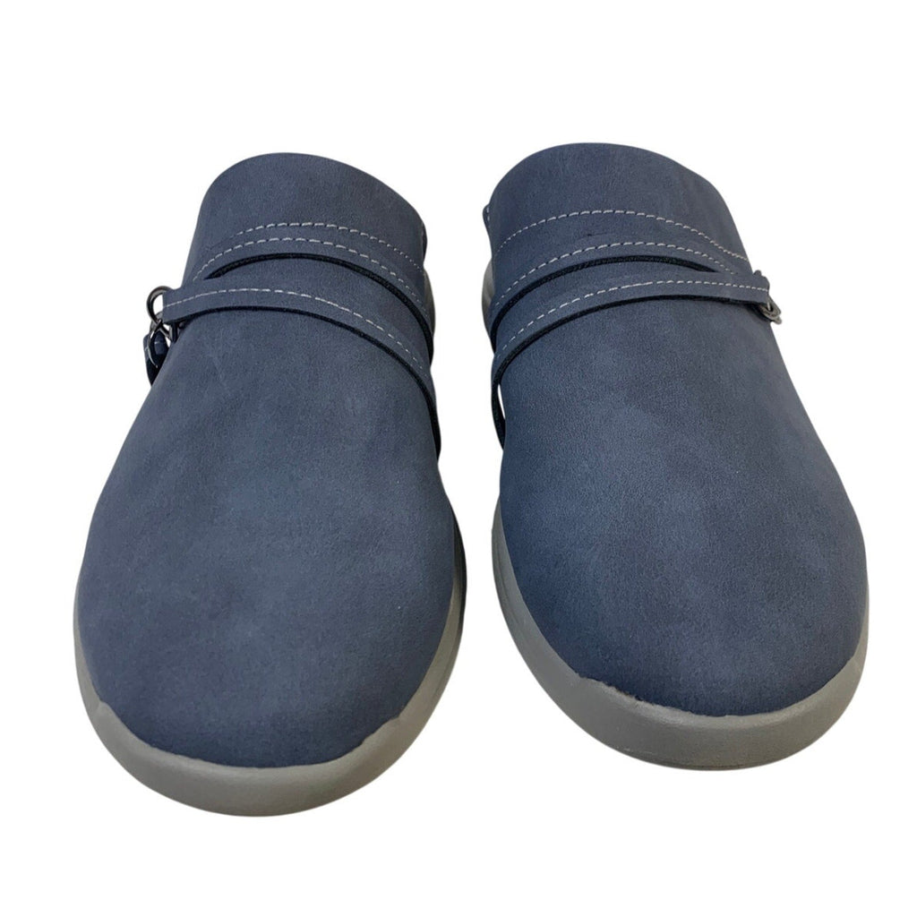 New In Box JSport Women Size 8 Blue Faux Leather Gina Slip On Clog Sneaker Shoes