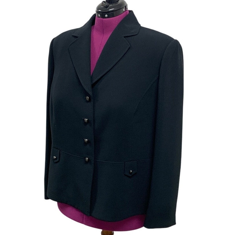 Tahari Arther S Levine Womens 20 Black Long Sleeve Collared Button Up Blazer
