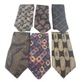 Lot of 6 Gold Purple Blue Paisley Floral Vintage and Modern Mens Neck Ties