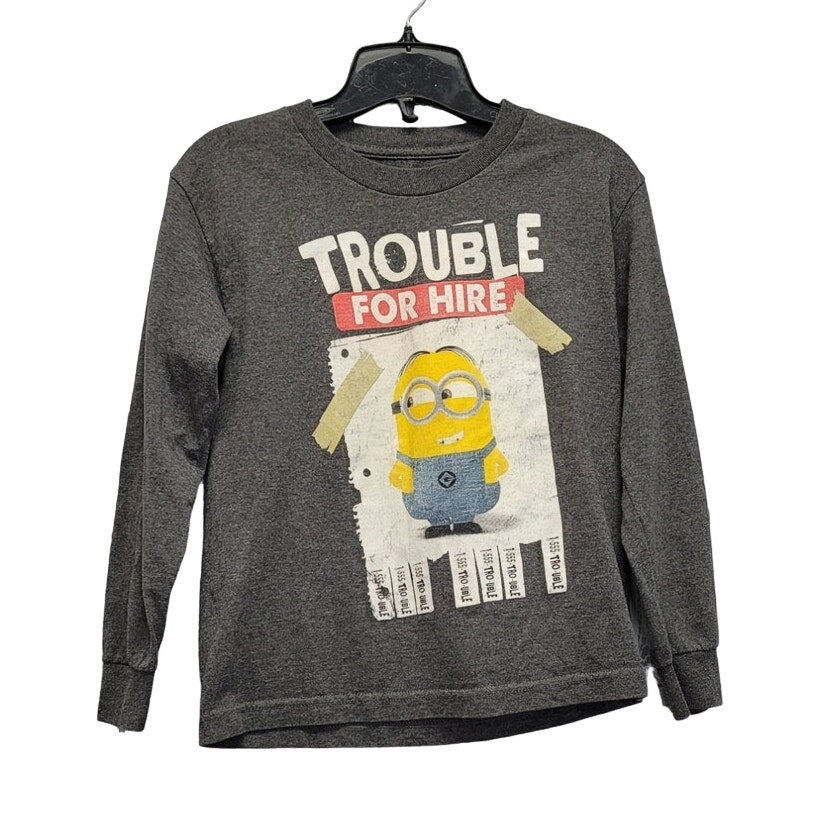 Despicable Me Kids Small Trouble For Hire Long Sleeve Crew Neck Tee Shirt
