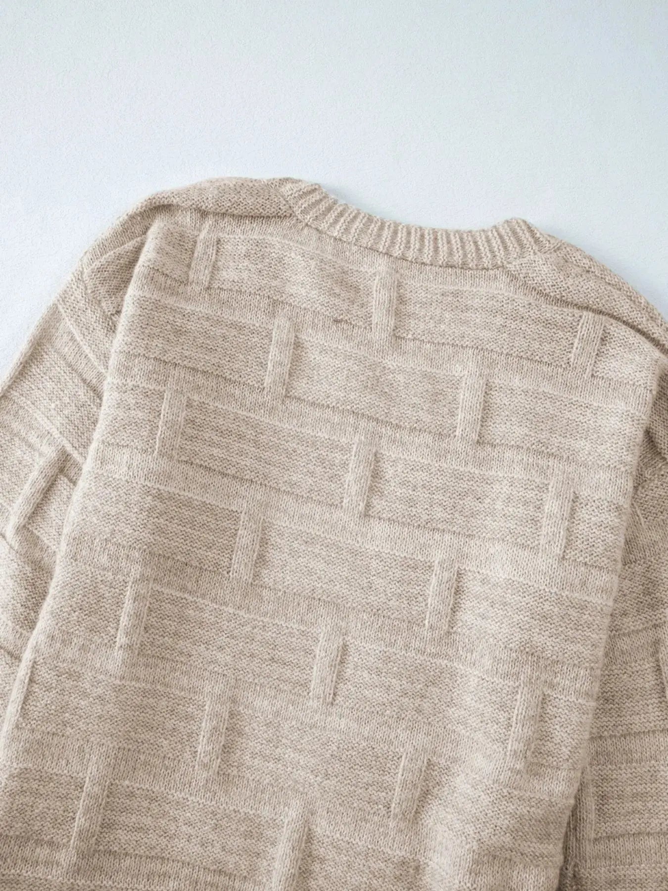 Textured Knit Open Front Cardigan with Pockets