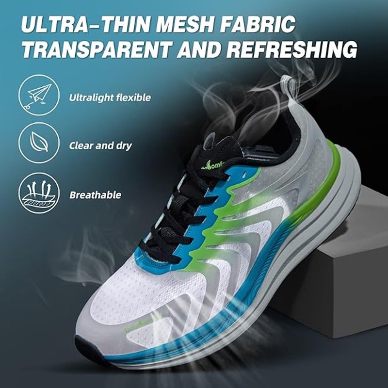 Orthocomfoot Mens Size 8 White Blue Green Orthopedic Arch Support Athletic Shoes