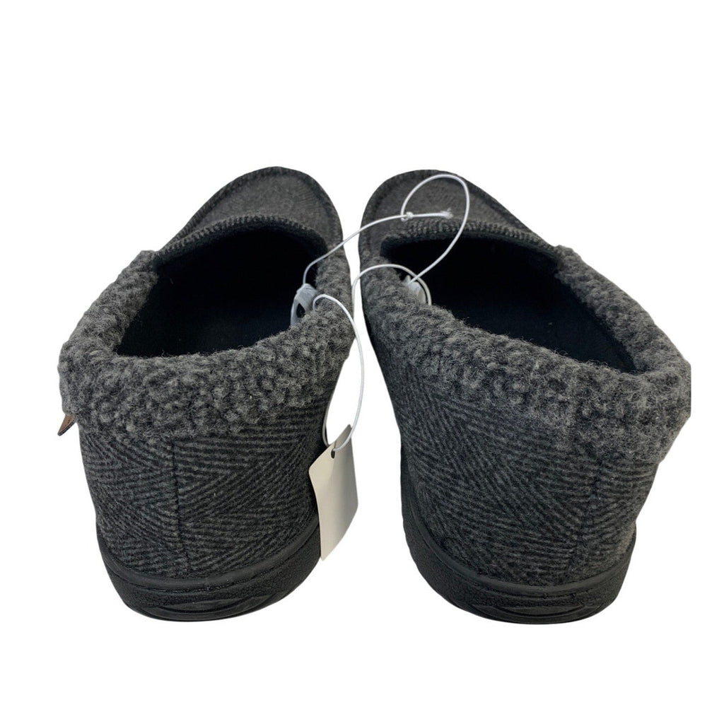 Dearfoams Mens Large 11-12 Gray Tweed Memory Foam Washable House Slippers