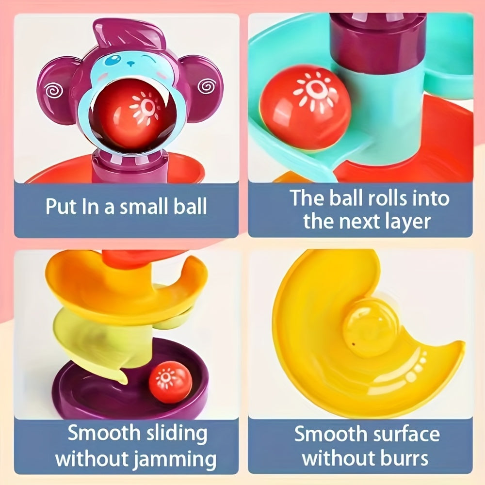 Multi-Color 5-Layer Ball Track Tower - Educational Spinning Balls Toy for Youngsters