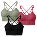 3-Pack Cross Back Strappy Fitness Sports Bra
