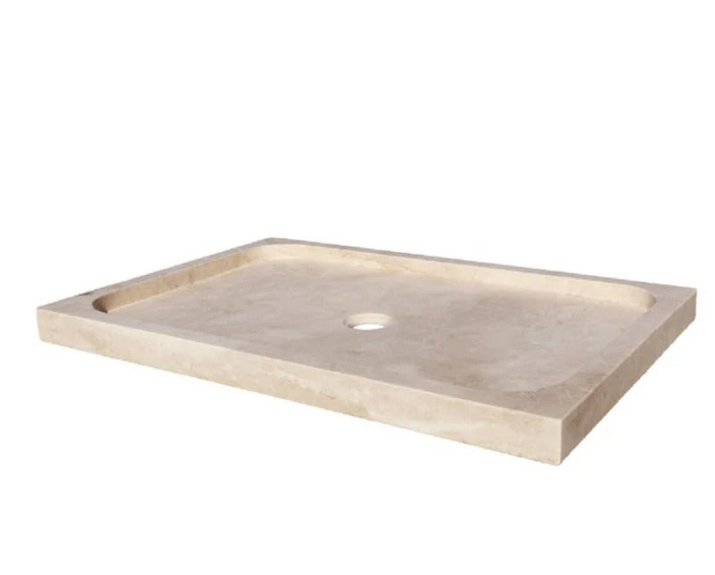 Travertine Shower Base 63x35 | Natural Stone Shower Pan USA | Luxury Marble Tray