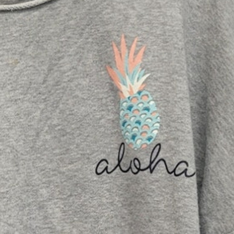 Crown & Ivy Womens XXL Aloha Pineapple 100% Cotton Long Sleeve Scoop Neck Shirt