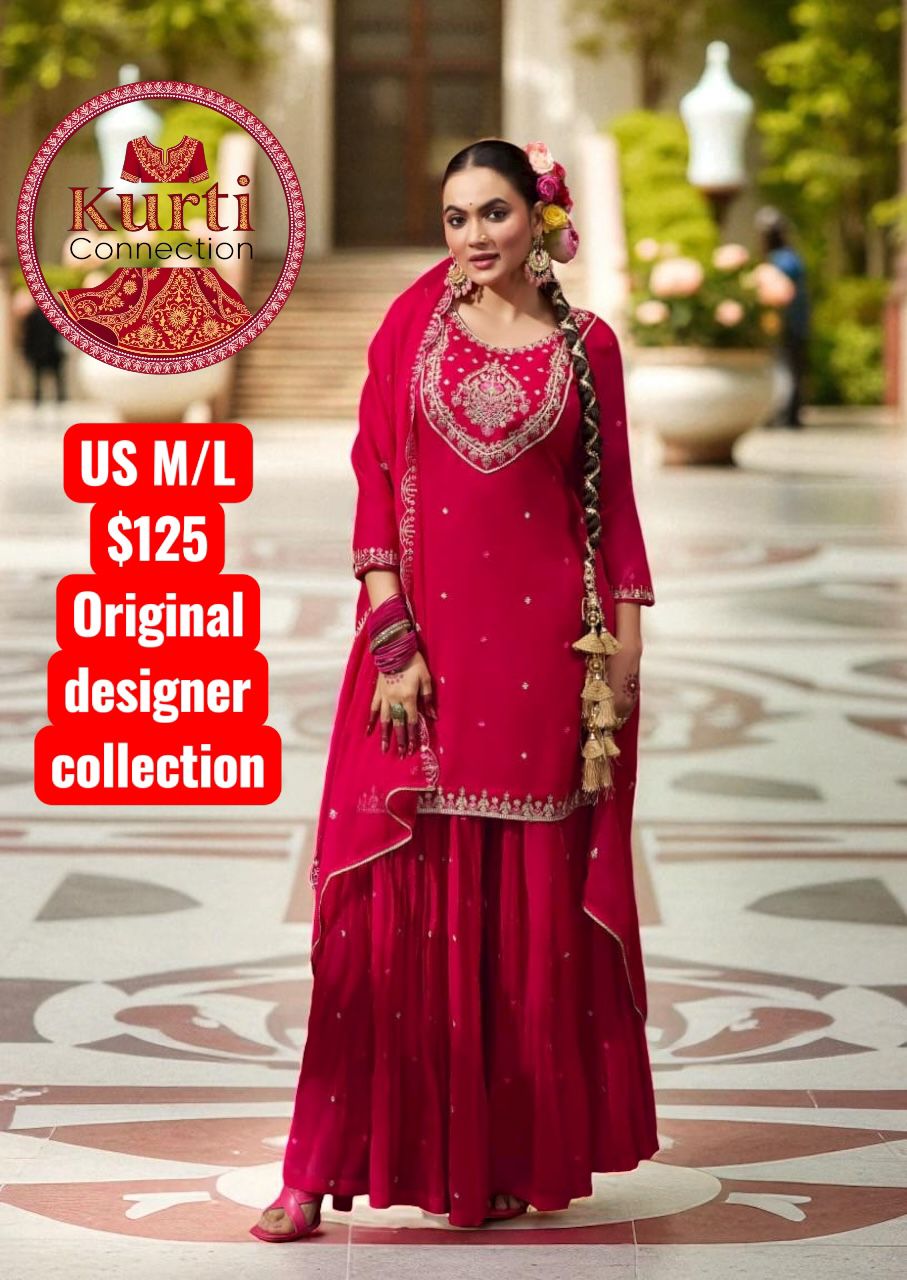Manjari: Dark pink sharara set