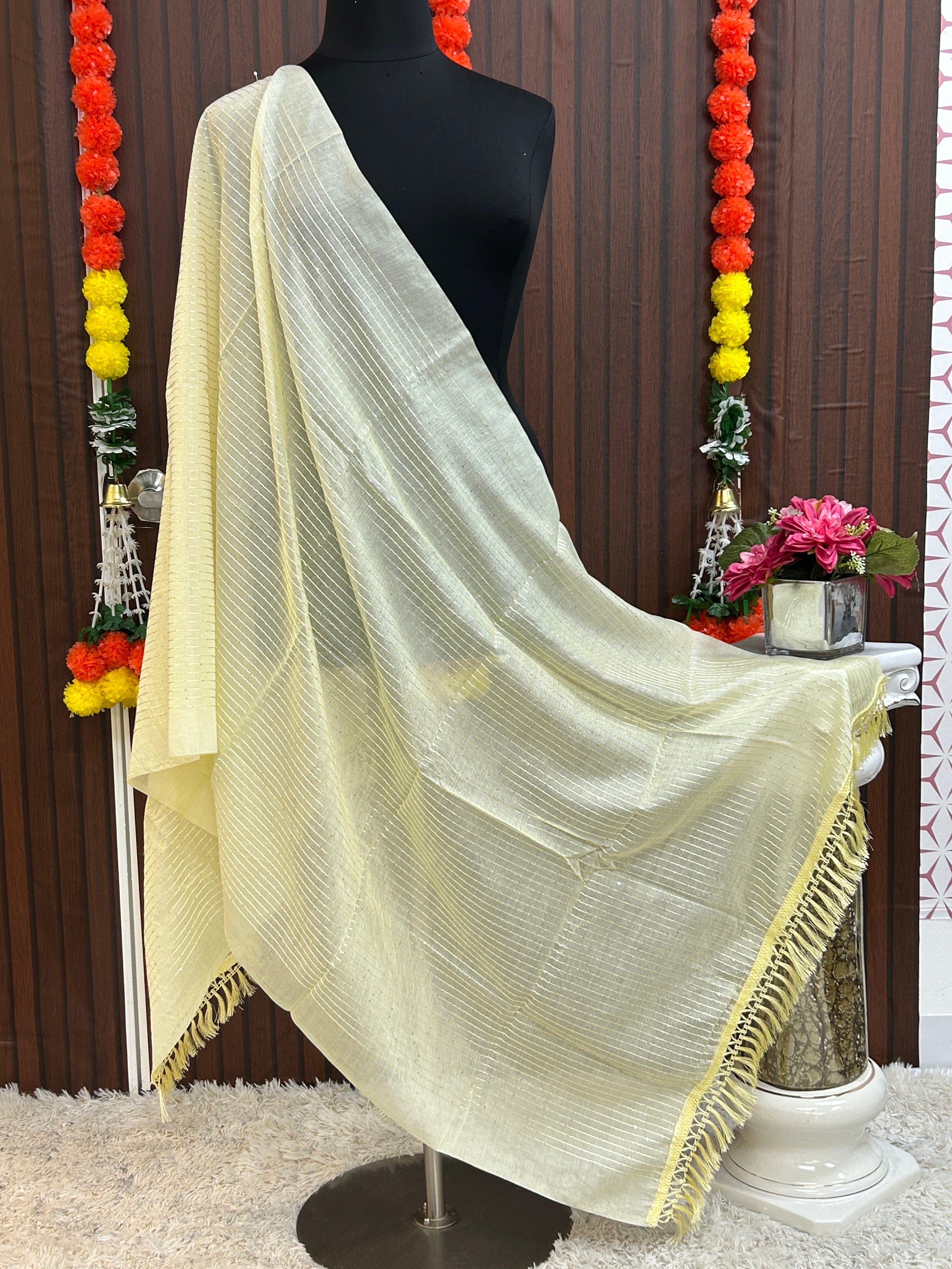 Cotton dupatta with sequin work