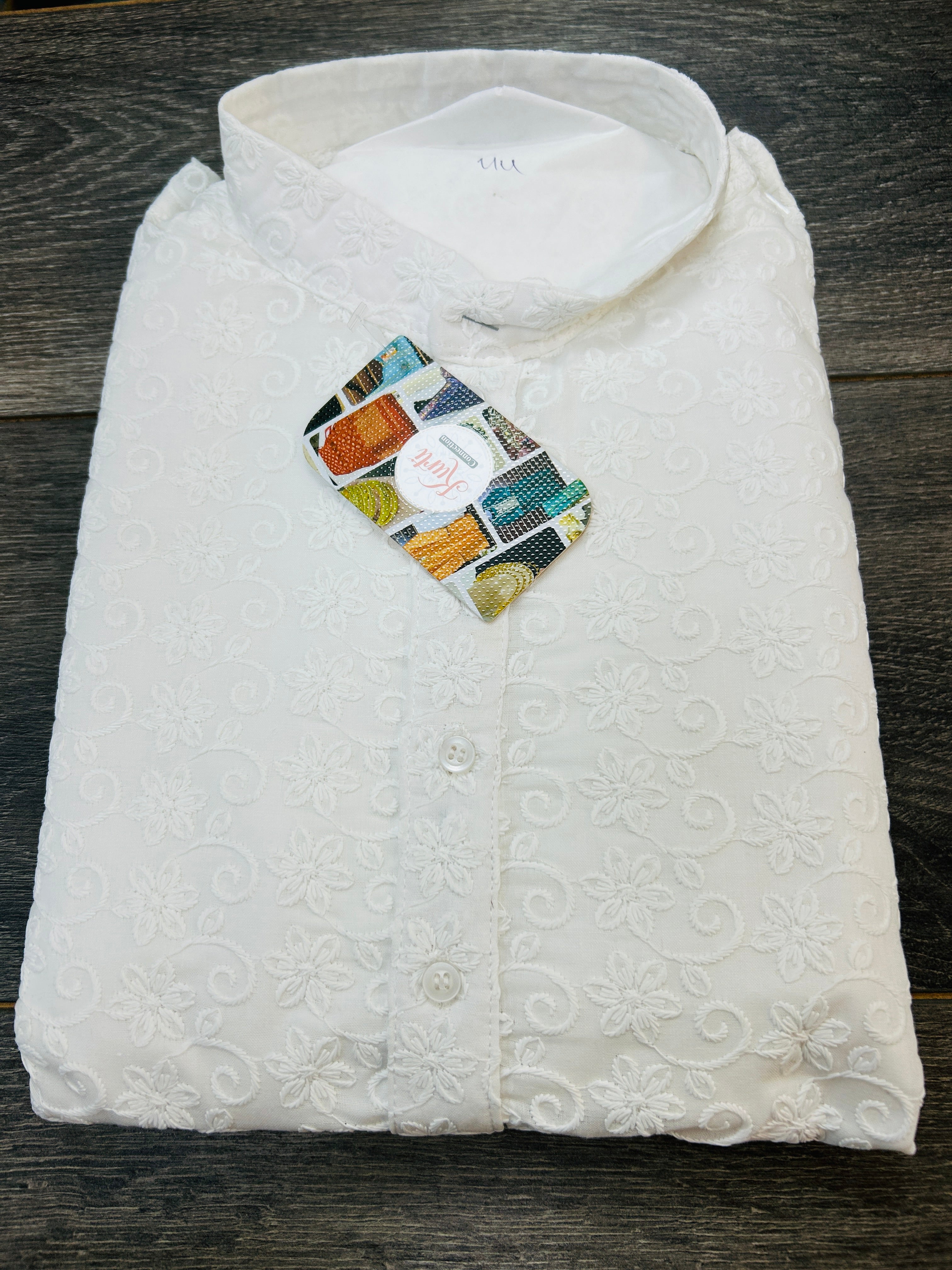 White chikankari cotton kurta pajama