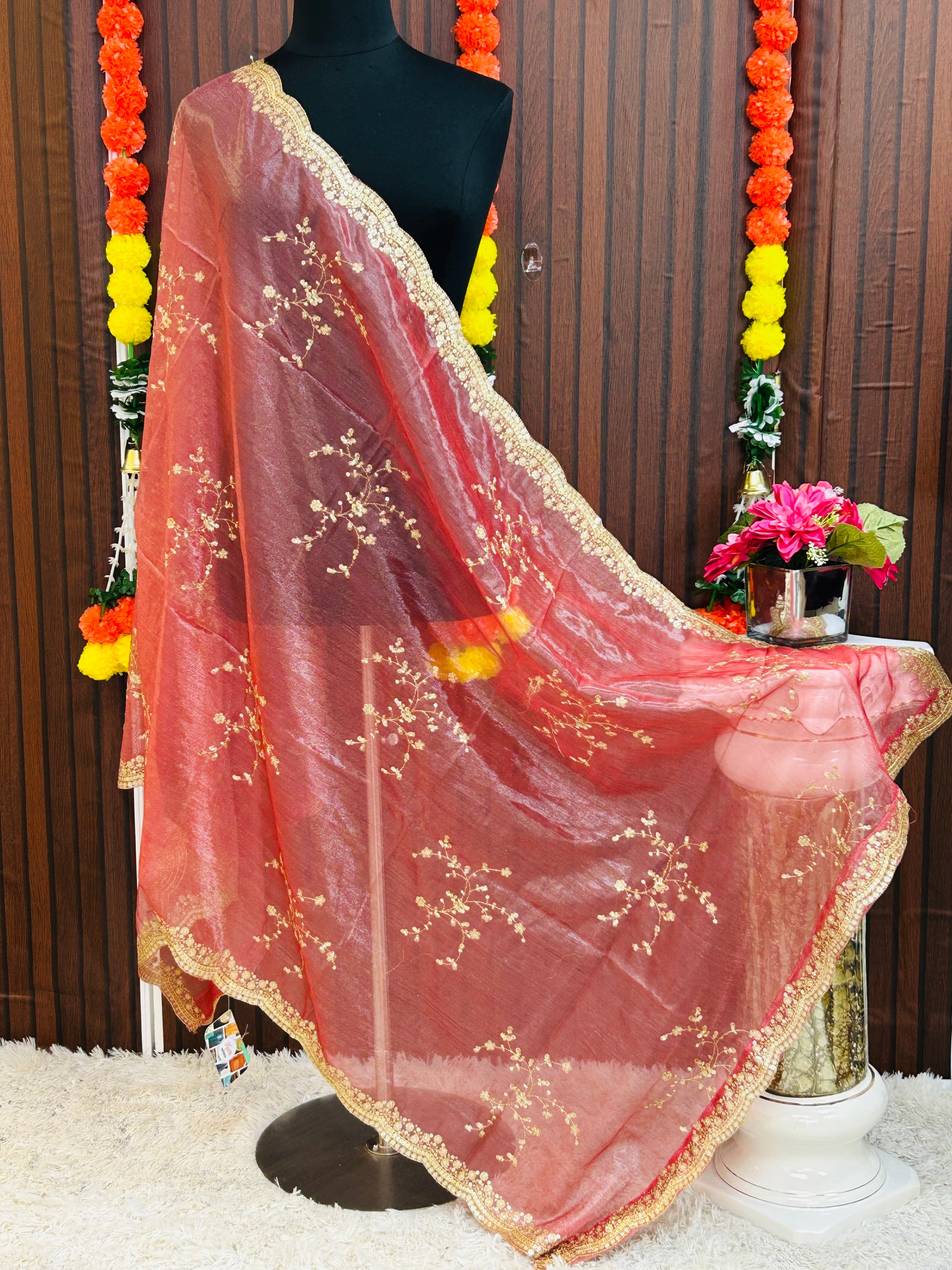 Tissue silk dupatta