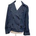 Larry Levine Womens XL Double Breasted PolyCotton Long Sleeve Denim Jacket