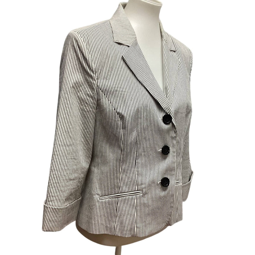 Dress Barn Medium Pin Stripe Cotton Blend Long Sleeve 3 Button Blazer Jacket
