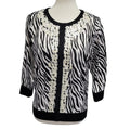 Cathy Daniels Womens Medium Cotton Acrylic Long Sleeve Zebra Print Knit Sweater