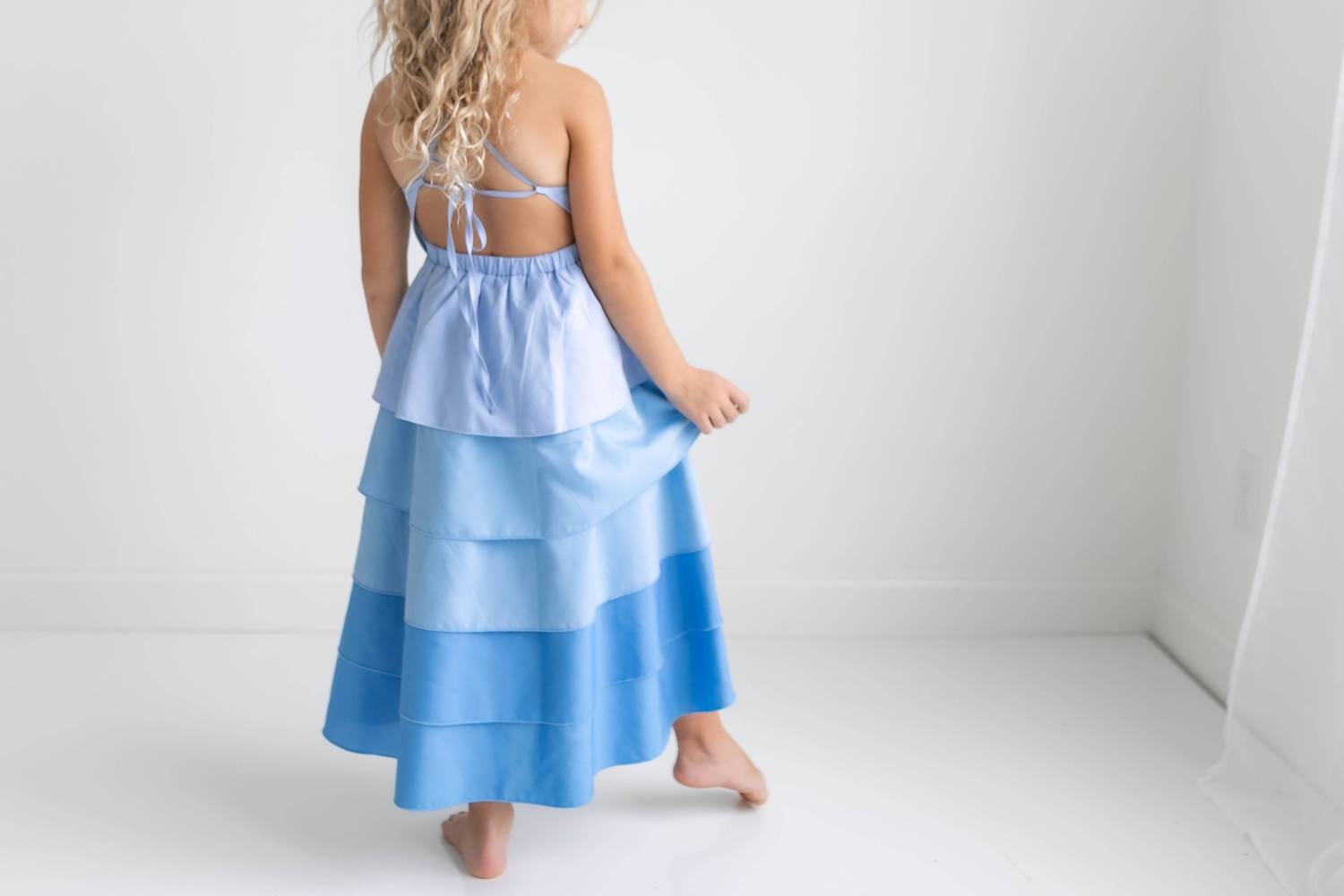 Kids Waterfall Layered Summer Halter Hi Lo Dress