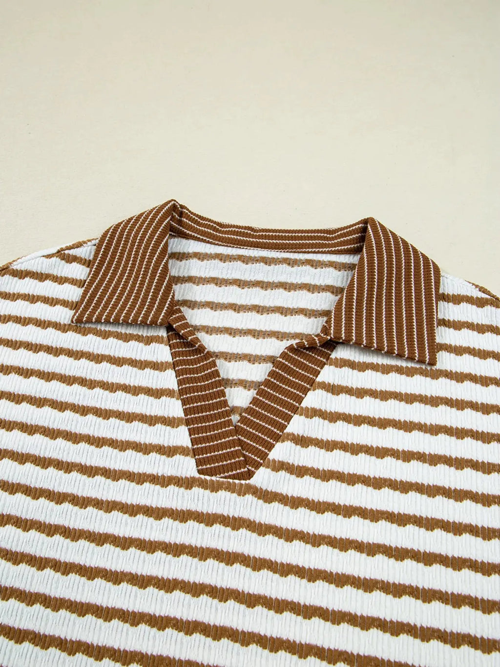 Stripe Collared Top and Drawstring Pant Loungewear Set