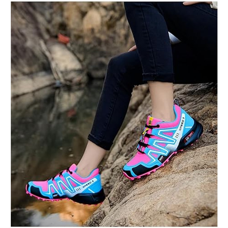 Hoverkickes Womens Size 7.5 Pink Blue Lace Up Breathable Hiking Walking Shoes