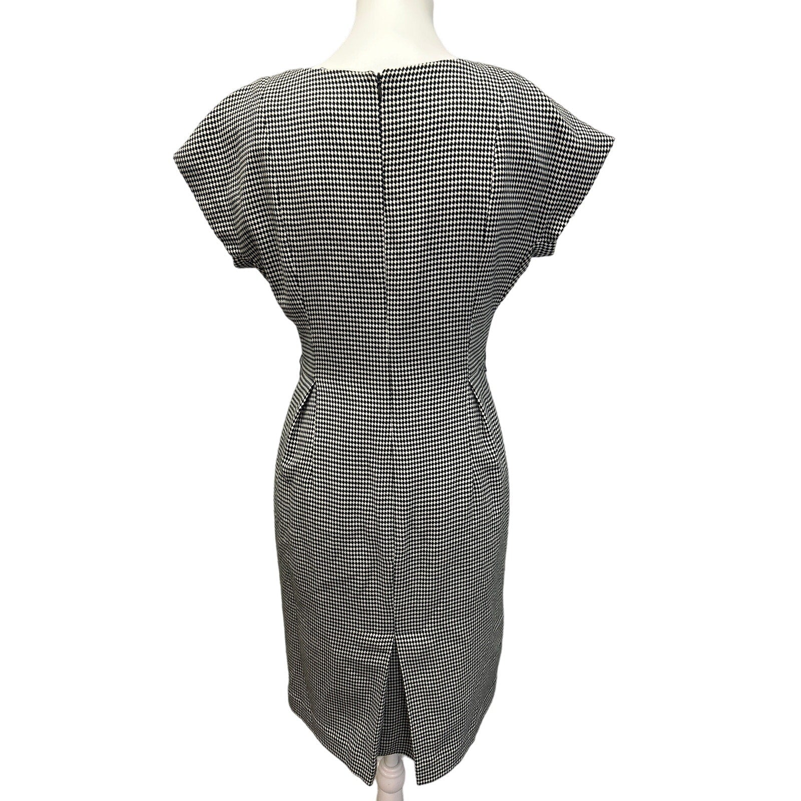 Worthington Womens Size 8 Short Sleeve Gingham Check Mod Midi Career Dress