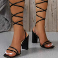 Stylish Lace-Up Block : Heel Sandals..
