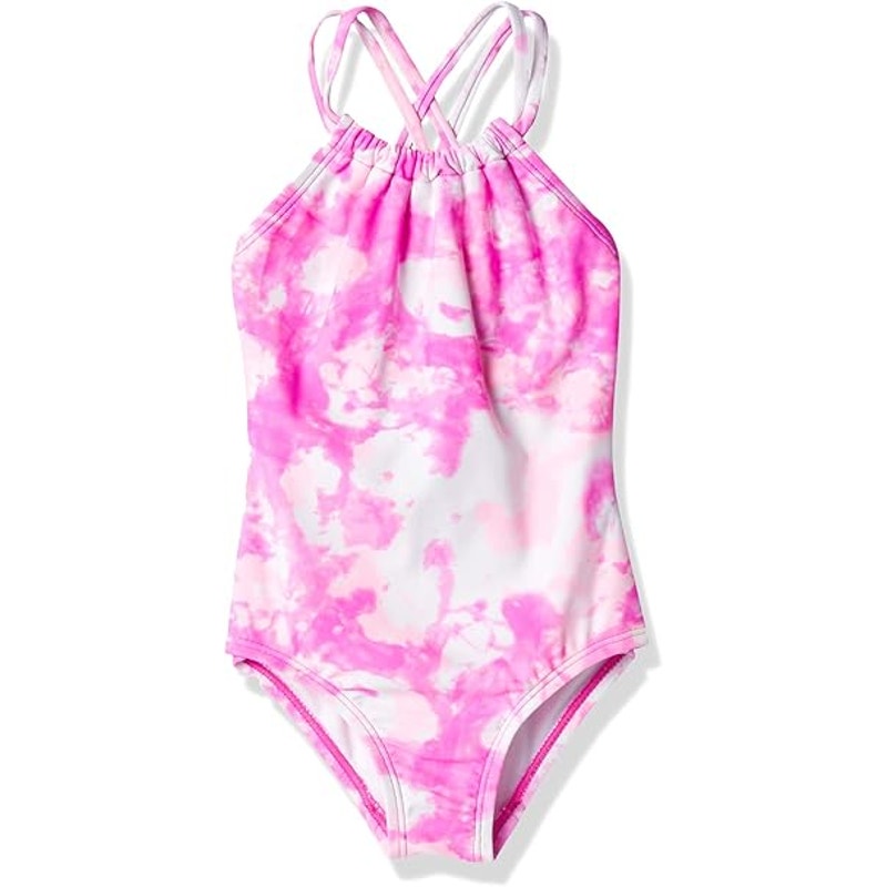 New Kanu Surf Girls Size 10 Pink Jasmine Beach Sport Halter One Piece Swimsuit