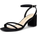 Dream Pairs Womens Size 6.5 Black 2.5" Chunky Strappy Open Toe Heel Sandals
