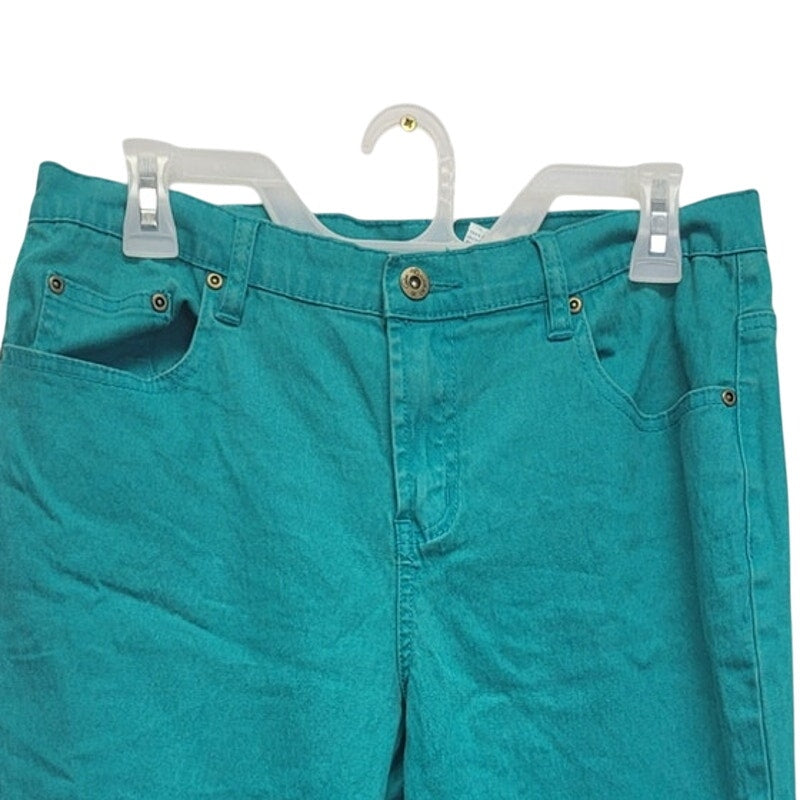 Diane Gilman Womens Size 12P Petite Sea Green Straight Leg Denim Jeans w Pockets