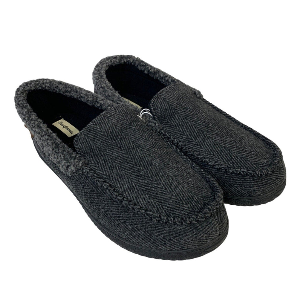 Dearfoams Mens Large 11-12 Gray Tweed Memory Foam Washable House Slippers