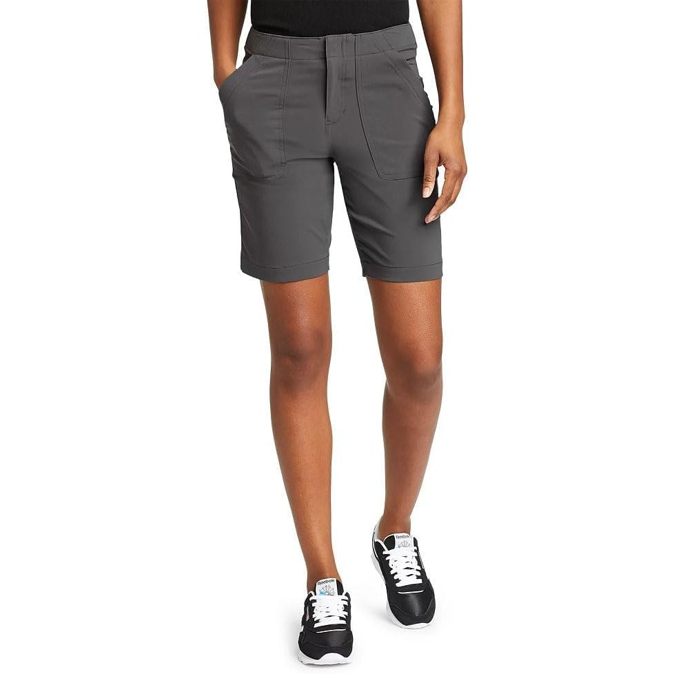 New Eddie Bauer Womens Size 2 Dark Gray High Rise Fitted Horizon Bermuda Shorts