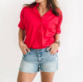 Women's Short Sleeve Ruffle Shirt