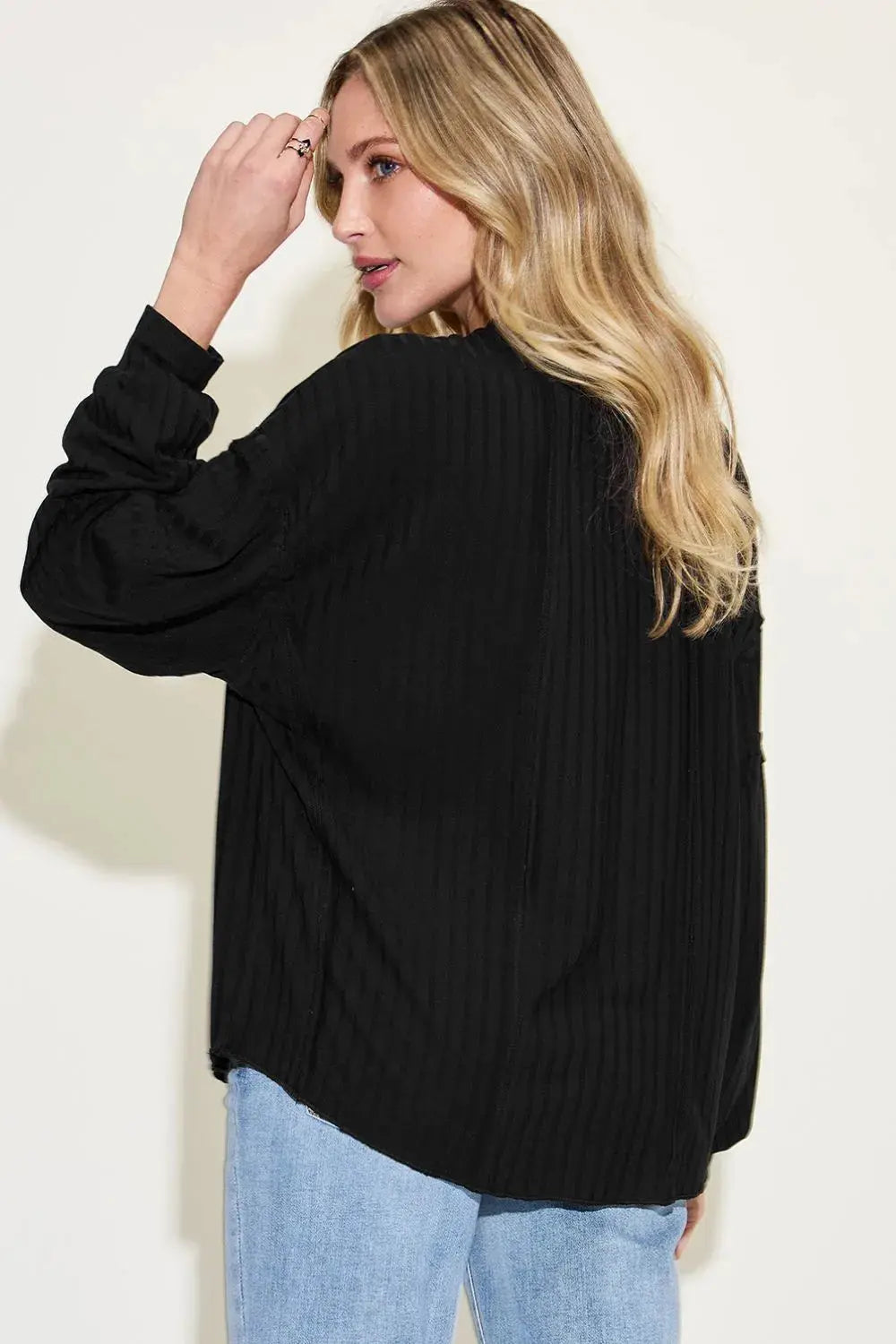 Basic Bae Full Size Round Neck Ribbed Long Sleeve T Shirt