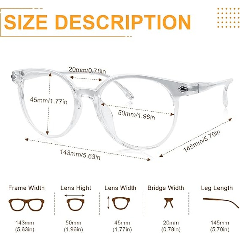 Craebuer Womens Clear Frame Blue Light Blocking Reading Eye Glasses w Case