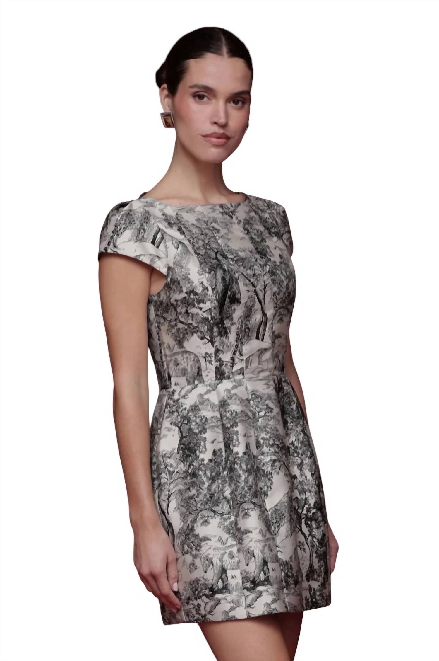Toile Print Tailored Mini Dress