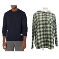 New Champion Unisex Medium Navy Pullover Sweatshirt w Bonus Plaid Flannel Hoodie